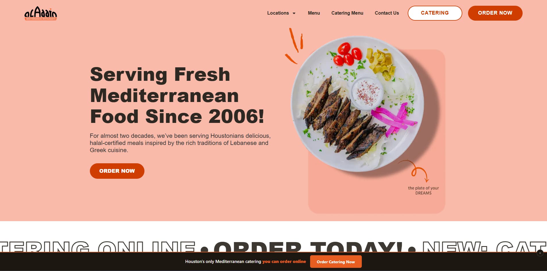 Aladdin Mediterranean Cuisine website by Devlet