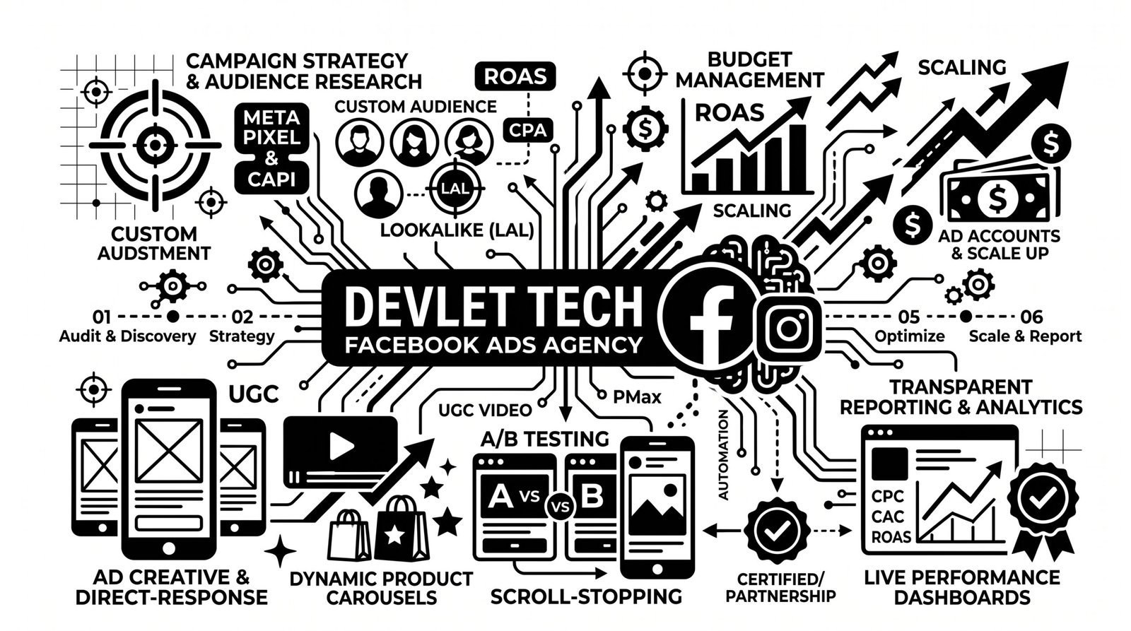Facebook Ads agency managing Meta ad campaigns by Devlet Tech